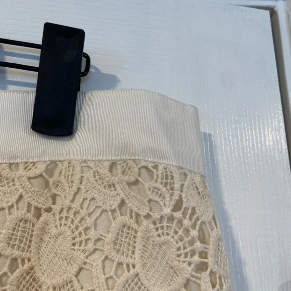 Loft Cream Cotton Ribbon Waist Floral Lace Mini Skirt Zip Lined Size 6 - Picture 3 of 10